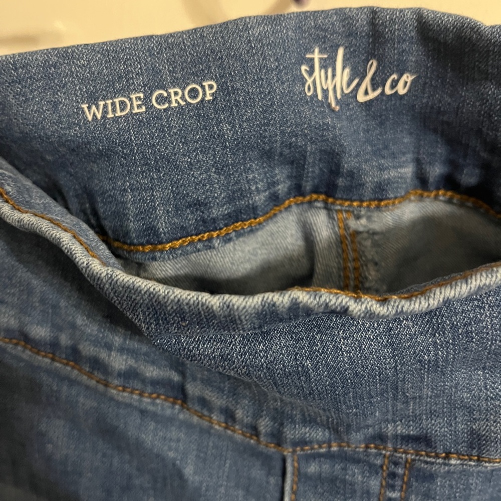 💝 16W Style & Co Classic Blue Wide Crop Leg Jeans - Picture 9 of 10